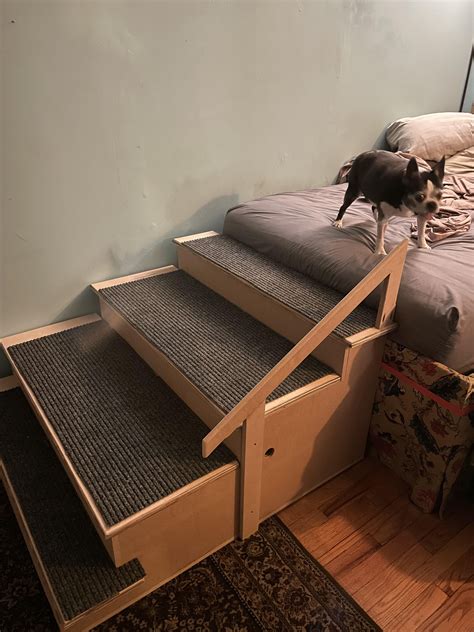 Made a set of gigantic steps for my little senior dog. Added safety
