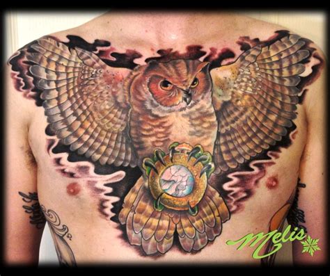 owl chest by Melissa Fusco: TattooNOW