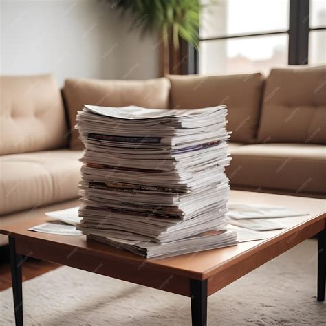Premium Photo | A stack of magazines on a coffee table in a cozy living