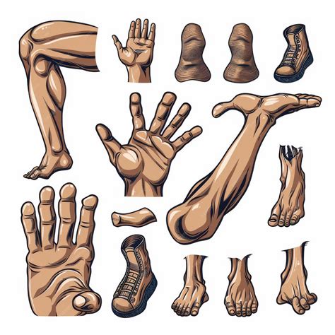 Premium Photo | Anatomical ankle leg and hand Comical groovy hands with