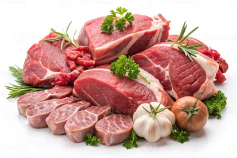 close   raw meat cuts including lamb beef  chicken