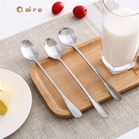 jual sendok stainless steel oval panjangsendok es kopi panjangsendok