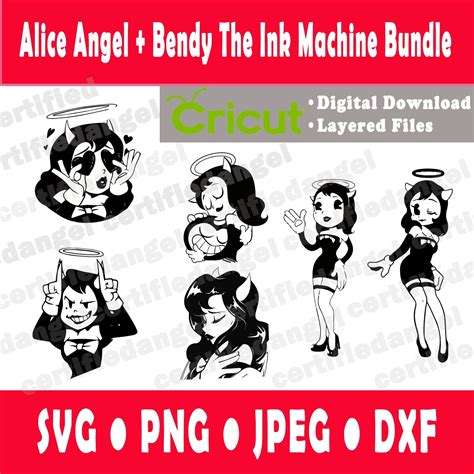 Alice Angel Bendy the Ink Machine Cricut Bundle | Alice Angel SVG PNG