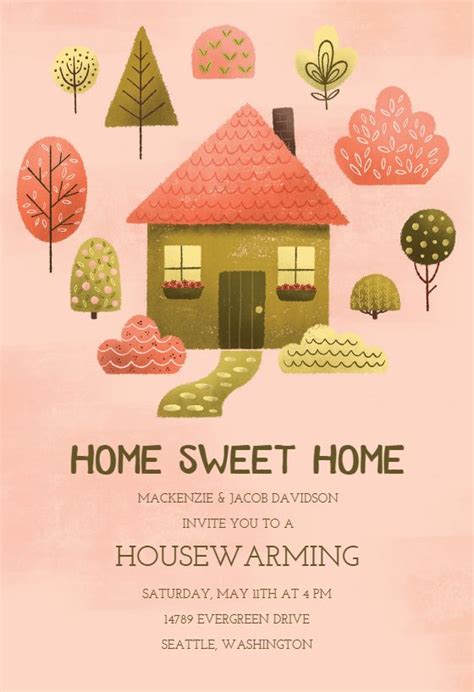 Cozy pink - Housewarming Invitation Template | Greetings Island ...