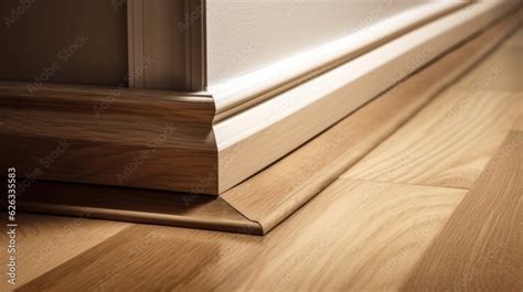 home design detail element wooden floor  wall moulding finishing