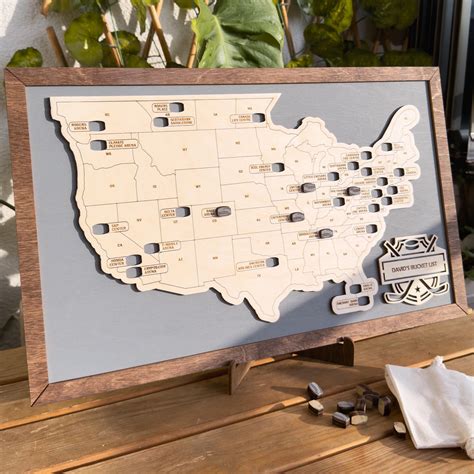 Custom Hockey Stadiums Tracker Map, Pro Hockey Stadium Travel Map, Ice