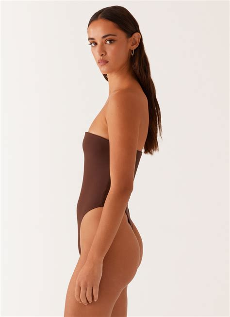 Maxine Strapless One Piece Swimsuit - Brown – Peppermayo UK