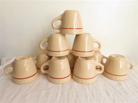 10 Syracuse Coffee Mugs Vintage Stoneware 1950s Dinerware Restaurant