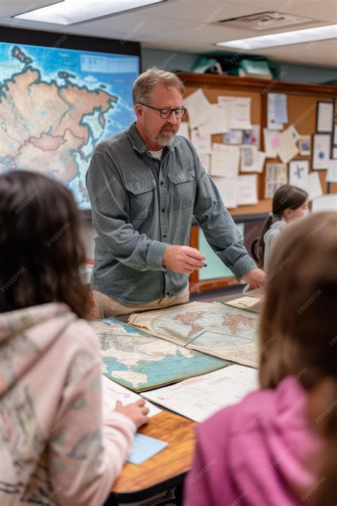 Premium Photo | History Teacher Engaging Students with Maps and Artifacts in Ancient
