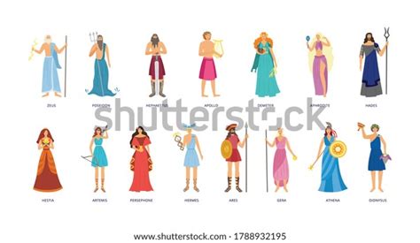 Greek Mythology Character Set Cartoon God Stock Vector (Royalty Free ...