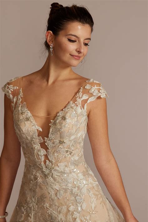 SWG917 Style Lace Appliqued Long Illusion Embellished Wedding Gown with