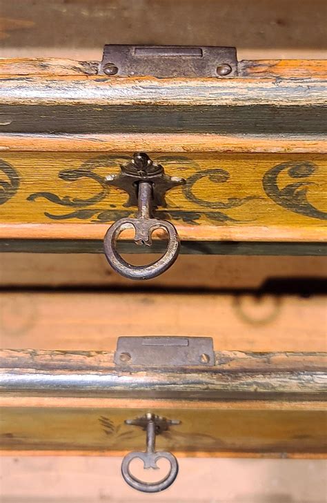 proantic painted wooden commode decorated  scenes  characters