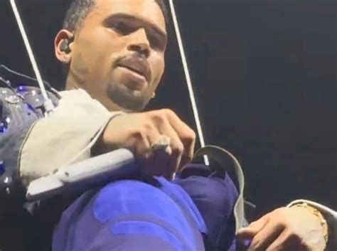 Chris Browns Bulge Exposed As He Hangs In Air During Concert: Watch