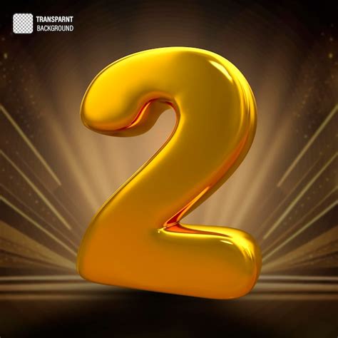 Premium PSD | Psd gold number 2 luxury 3d