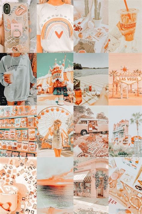 Peachy Aesthetic Collage, Peachy Wall Collage Kit, Soft Peach Collage ...