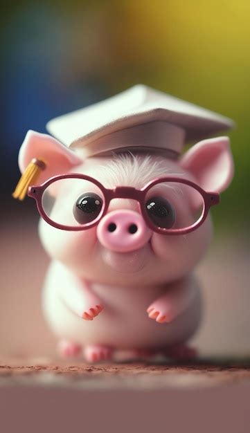 Premium AI Image | A pig with glasses and a cap