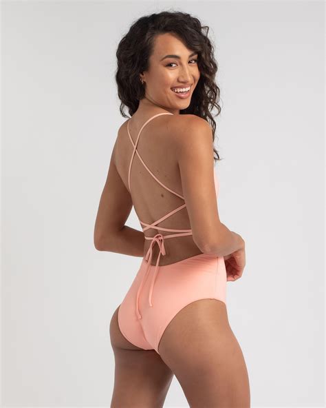 Shop Hurley One And Only Solid One Piece Swimsuit In Peach Melon - Fast