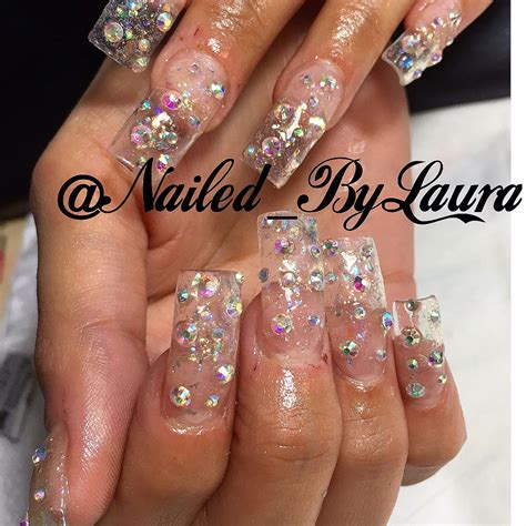 Clear Glitter Acrylic Nail Designs