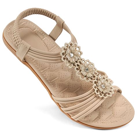 Atoshopce Summer Flat Sandals for Women Casual Flower Dressy Flats