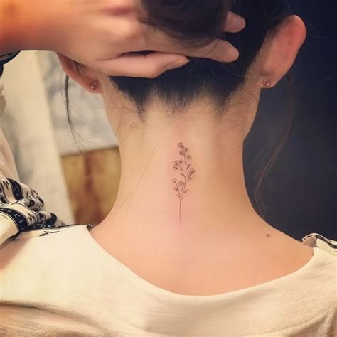 simple neck tattoo  women elegant minimalist design ideas