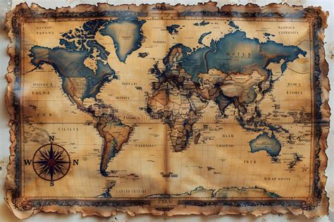 vintage world map  antique parchment textures stock illustration
