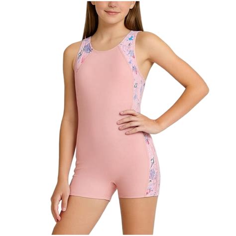 Agkizg Kids One-Piece Swimsuit Print Sleeveless Rashes Guard Crew Neck
