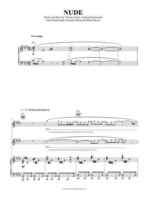 Nude Sheet Music by Radiohead | Piano, Vocal & Guitar | Download 8-Page