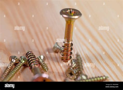 Galvanized wood screws in a closeup Stock Photo - Alamy