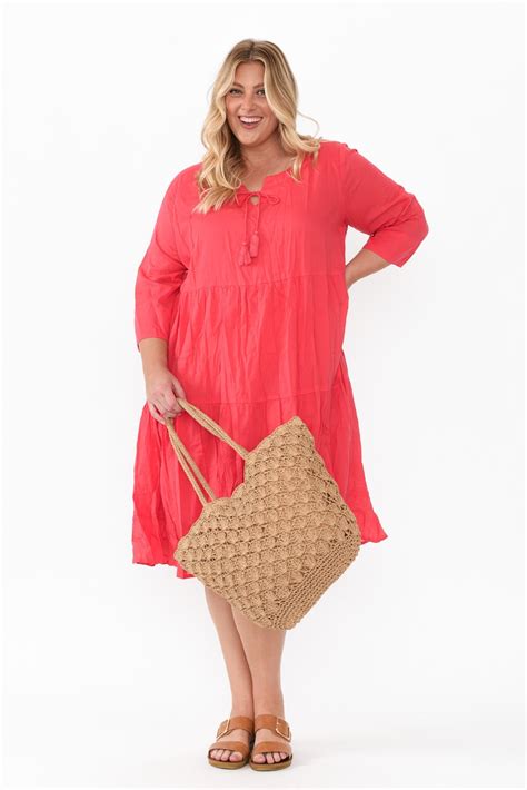 Milana Cherry Crinkle Cotton Dress - Blue Bungalow AU