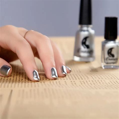 Mirror Nail Polish Plating Silver Paste Metal Color Stainless Steel Mirror Silver Nail Polish ...