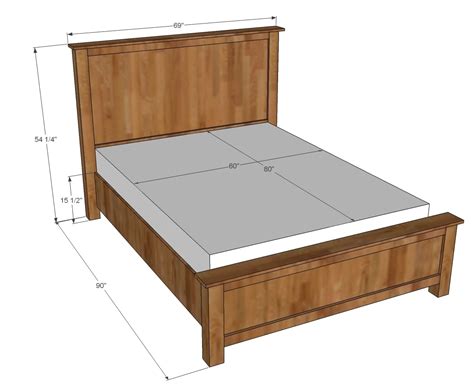 diy full size wood bed frame plans image