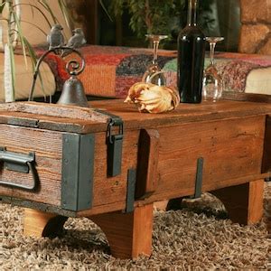 Wooden Rustic Coffee Table Chest Storage Box Unique End Sofa Table ...