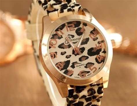 Часы женские Aliexspress Women's Geneva Watch Leopard gold color ...