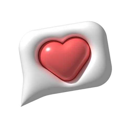 3D heart speech bubble. Love social media notification icon 12628854 PNG