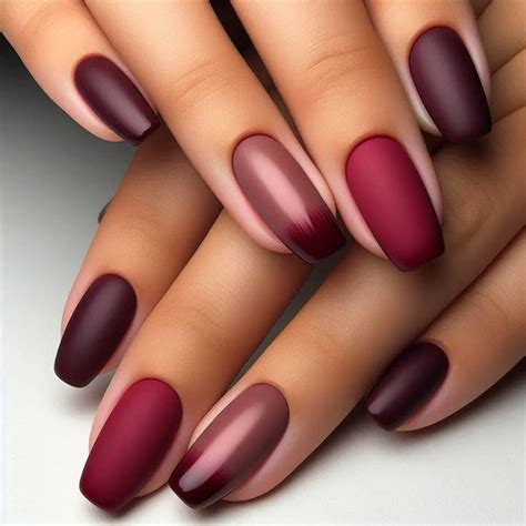 matte maroon  glossy tips nail art nail designs matte nails