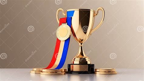 photo realistic  excellence trophy  medal  ribbon concept
