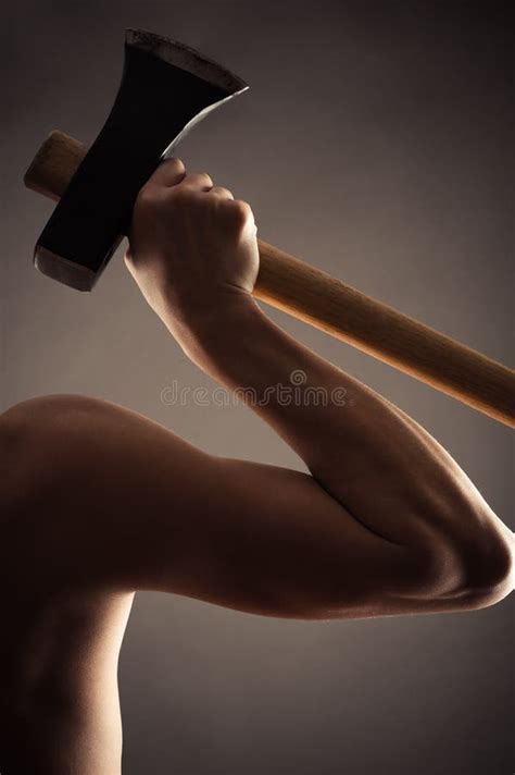 Male hand holding an ax stock photo. Image of male, parts - 52841204