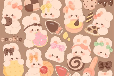cute kawaii printable chibi cookie bunny graphic  craaftyqueen