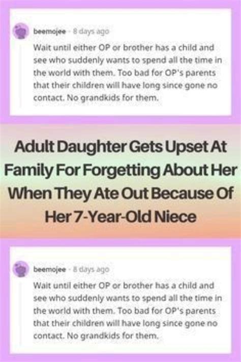Adult daughter gets upset at family for forgetting about her when they