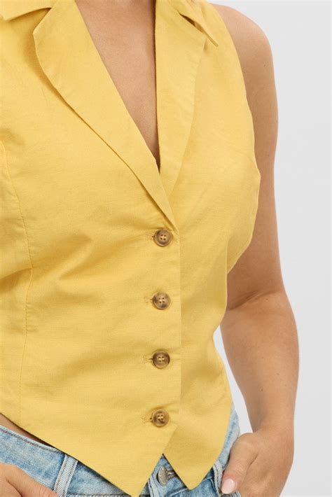 Yellow Vest Tie Back | Ally Fashion