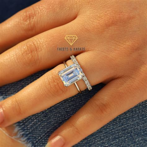 emerald cut engagement ring and wedding band