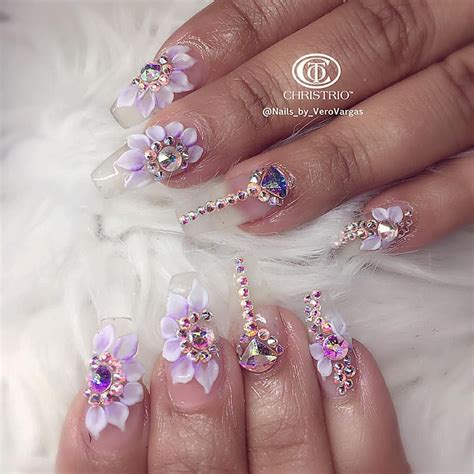 Flower Art Acrylic Nails