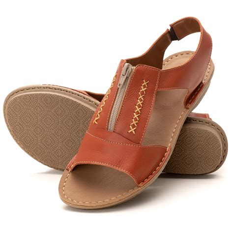 Rasteira De Couro Legitimo - Sandalia Feminina Rasteira em Couro Legitimo com Ziper. | Shopee Brasil