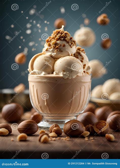 Italian Hazelnut Gelato, Floating Ice Cream Gelato Alla Nocciola