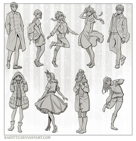 Various poses in casual clothes by Radittz Dancing Poses Drawing ...