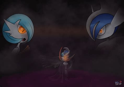[OC] A misty love~ (Shiny Mega Gardevoir and Shiny Mega Gallade tribute