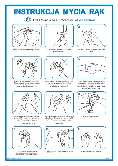 Instrukcja mycia rąk - BC006 | Lundi Znaki Napisy Symbole