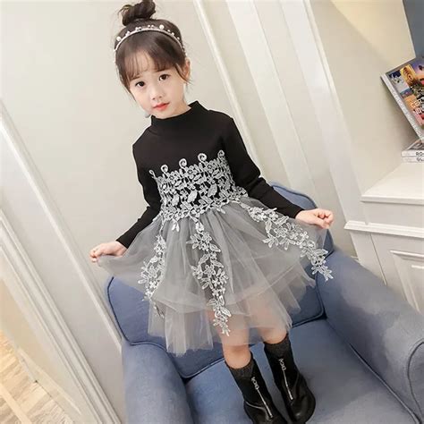 Toddler Kids Baby Girls Dress Winter Clothes Long Sleeve Lace Patchwork ...