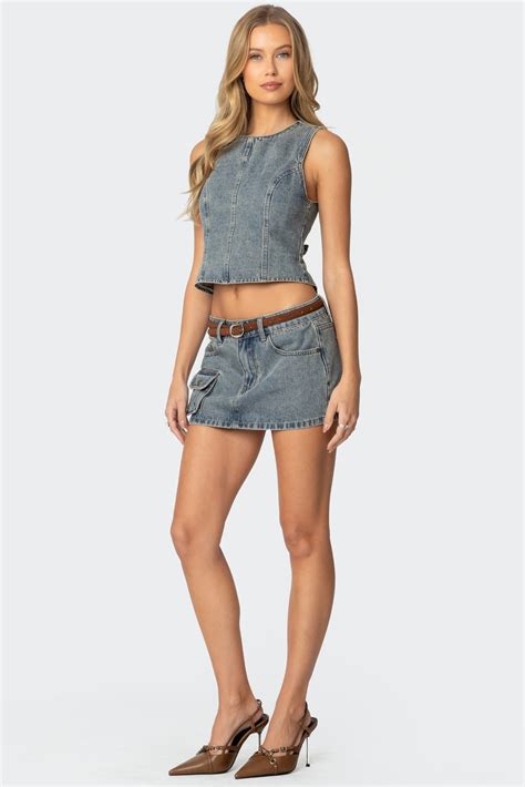 Quinlan Denim Cargo Mini Skirt – edikted