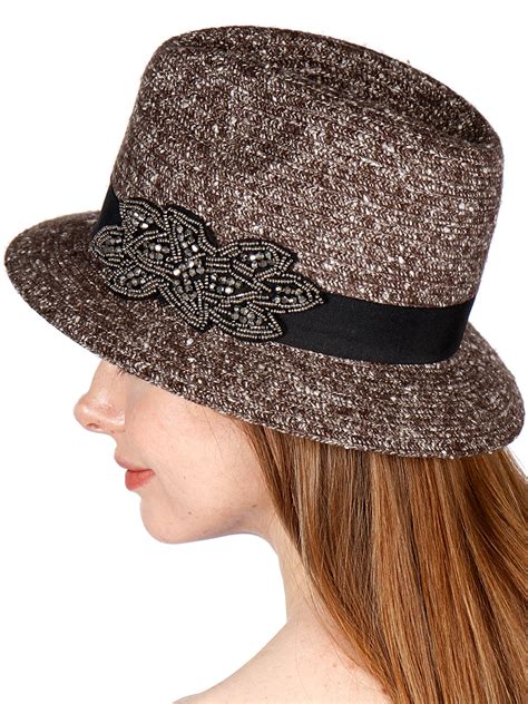 wholesale   embellished band bucket hat brown